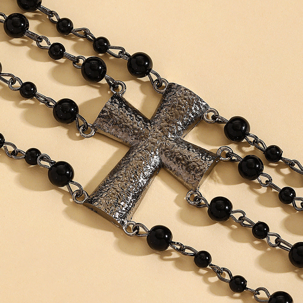 Retro Layered Round-bead Chain Choker