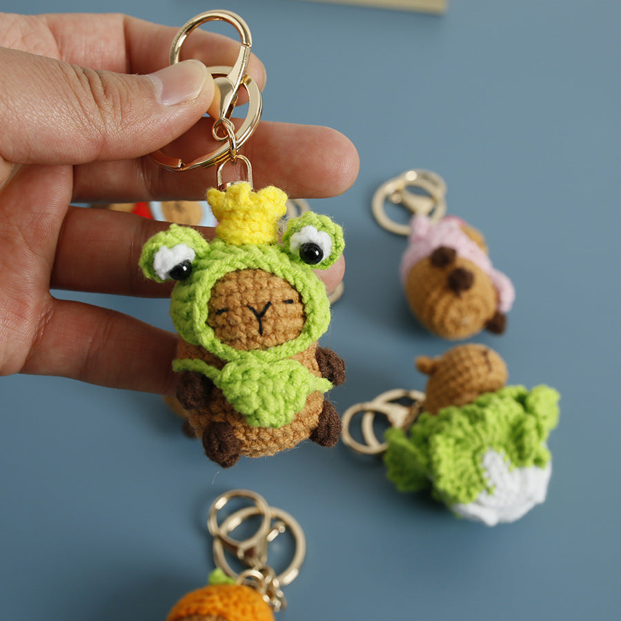 New Handmade Crocheted Capybara Keychain