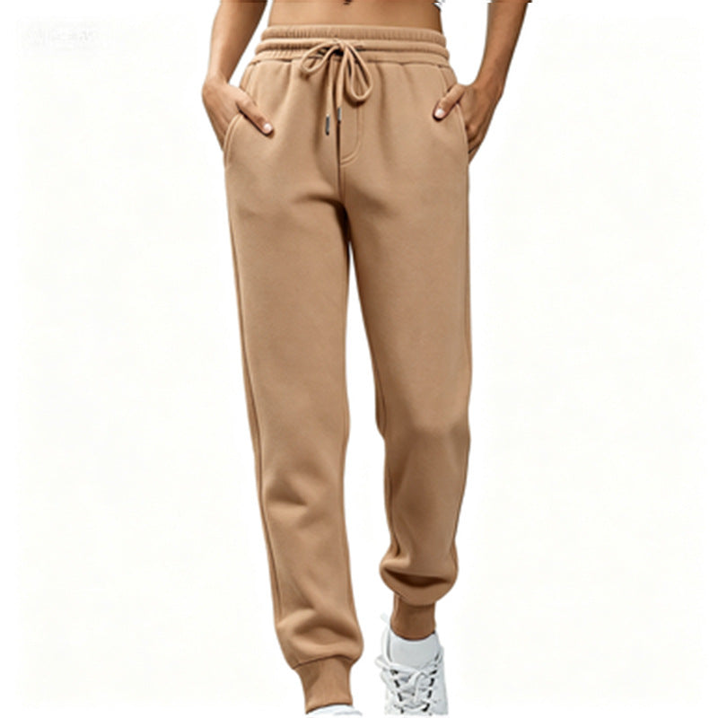 Womens Fleece Sweatpants Solid-color Joggers