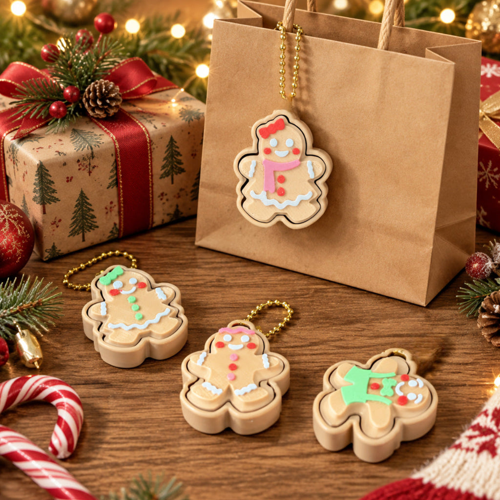 3D-printed Gingerbread Man Pendant Christmas Tree Ornament Creative Indoor Christmas Decoration Keychain