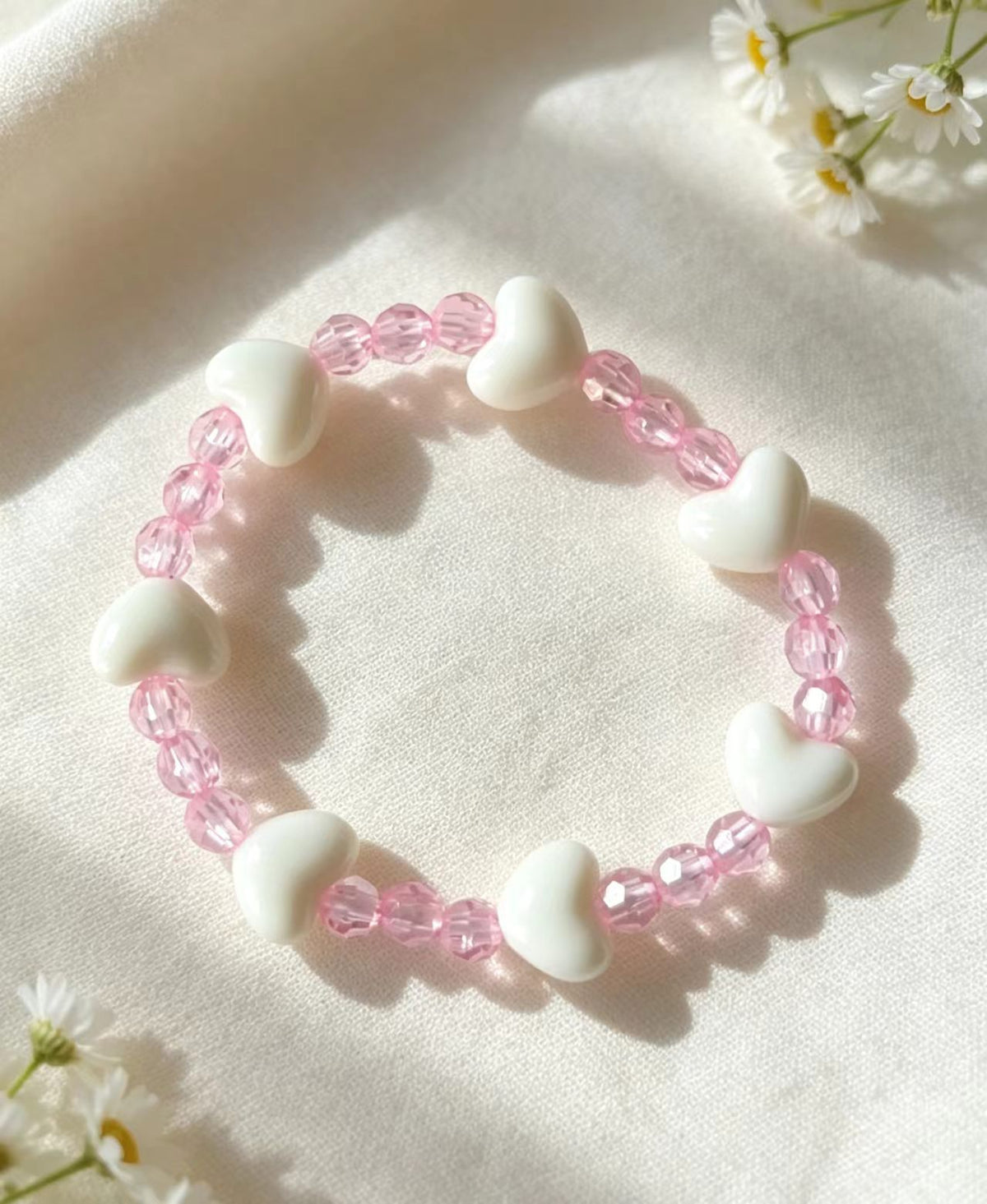 Heart Handmade Beaded Bracelet Colorful Purple