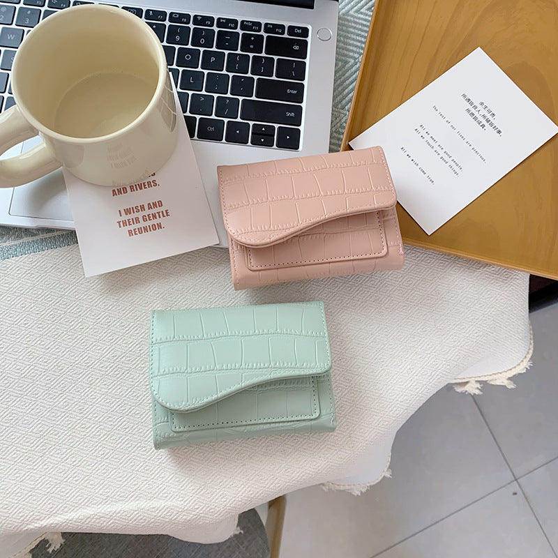 Short Fashionable Multi-color Cardholder With Zipper For Women