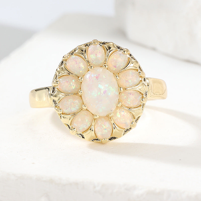 Luxury Floral Cocktail Ring Bohemian Style