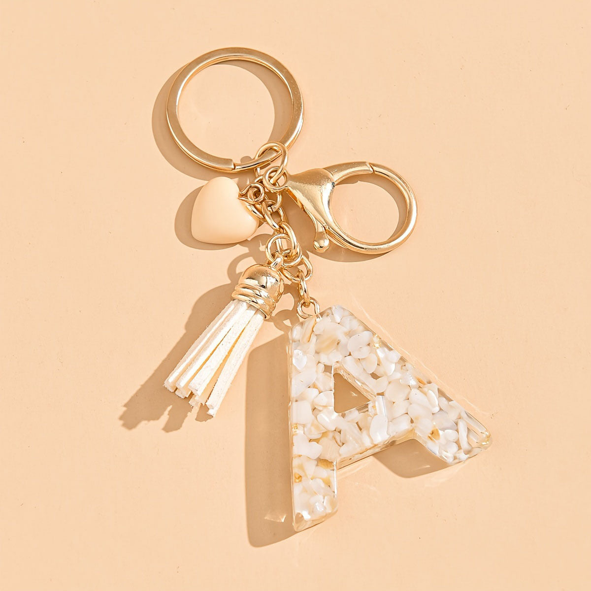 Letter Heart Tassel Keychain Bag