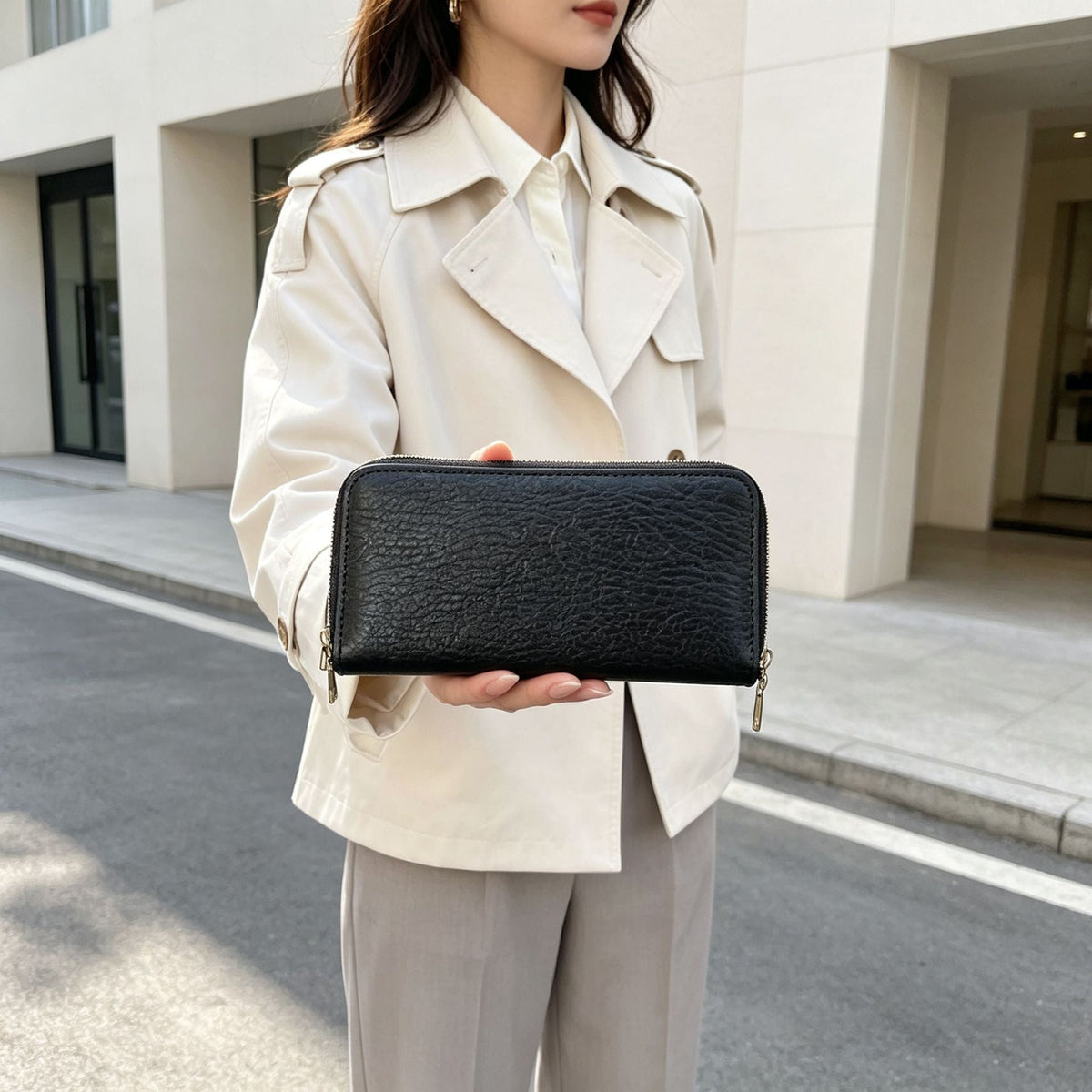 Zippered Printed Long Clutch Wallet
