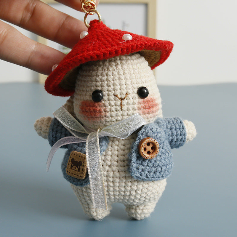 Handmade Knitted Mushroom Bunny Doll Pendant