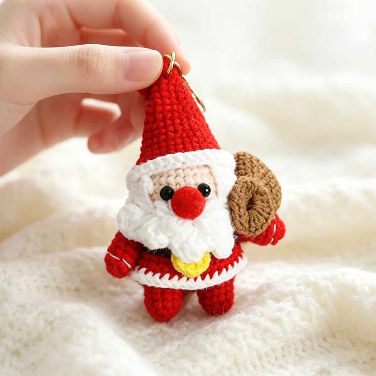 Knitted Yarn Santa Claus Keychain Backpack