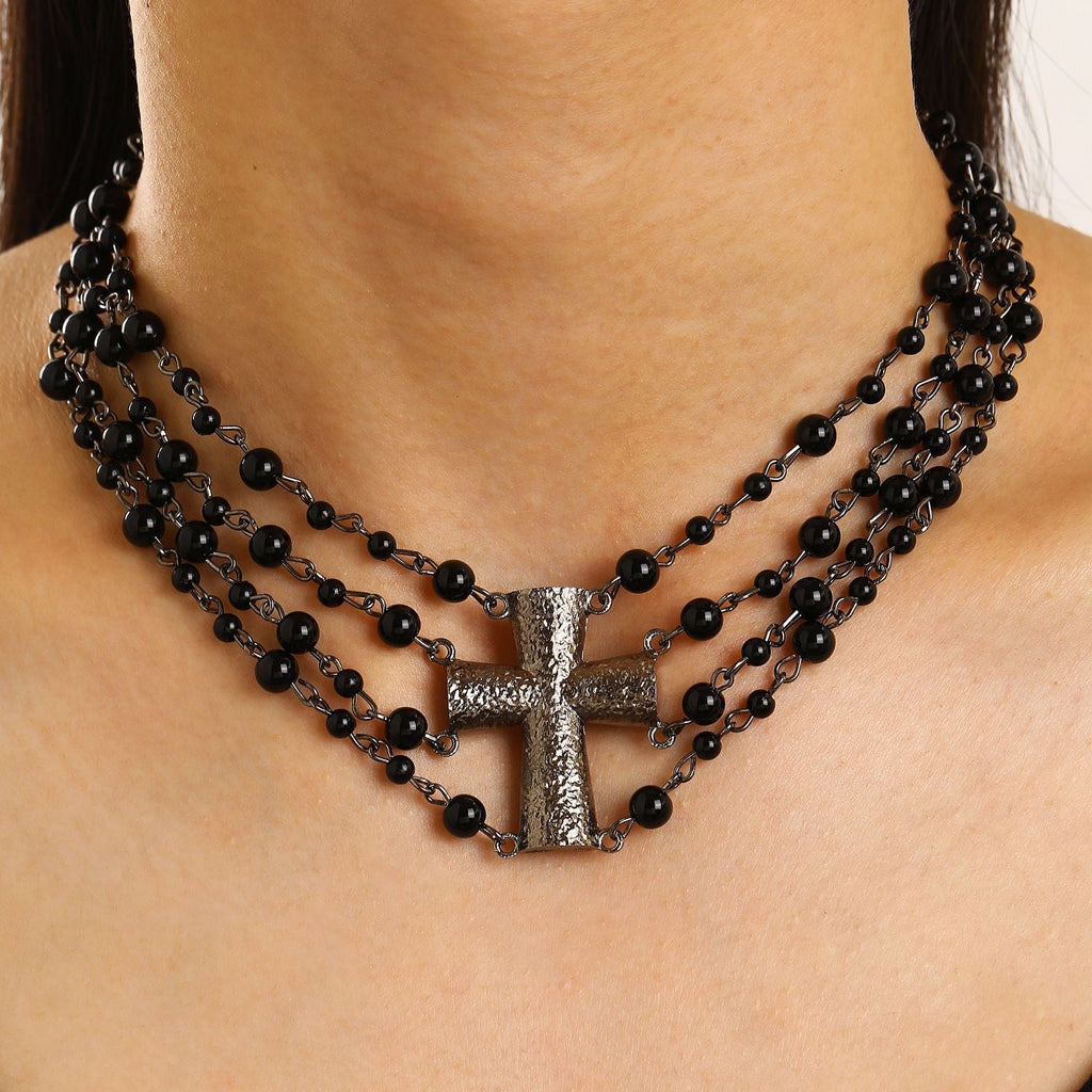 Retro Layered Round-bead Chain Choker