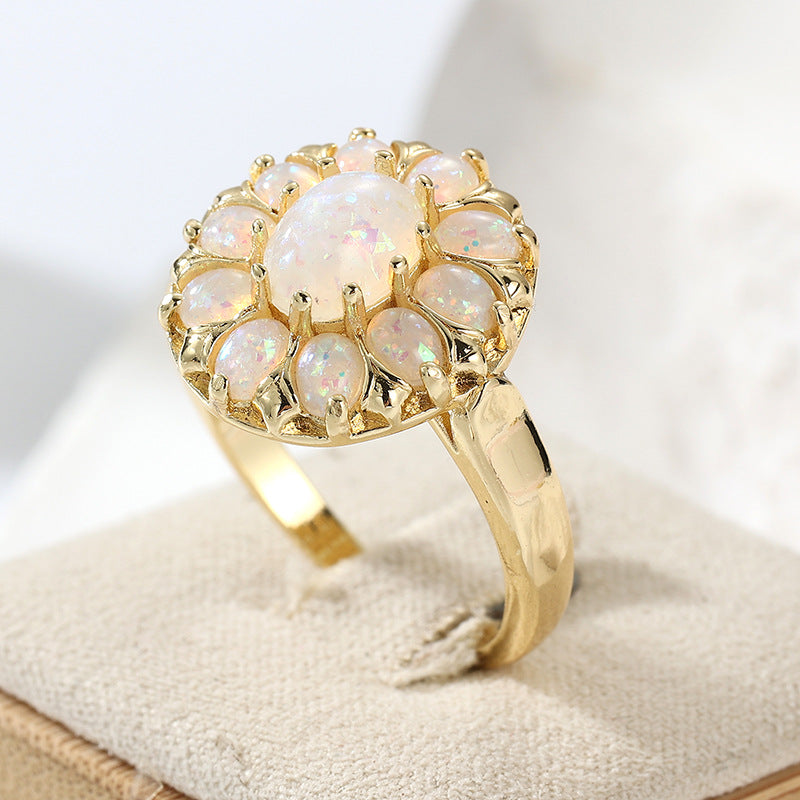 Luxury Floral Cocktail Ring Bohemian Style