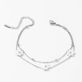 French-style Triple Fritillary Double-layer Stainless Steel Bead Anklet