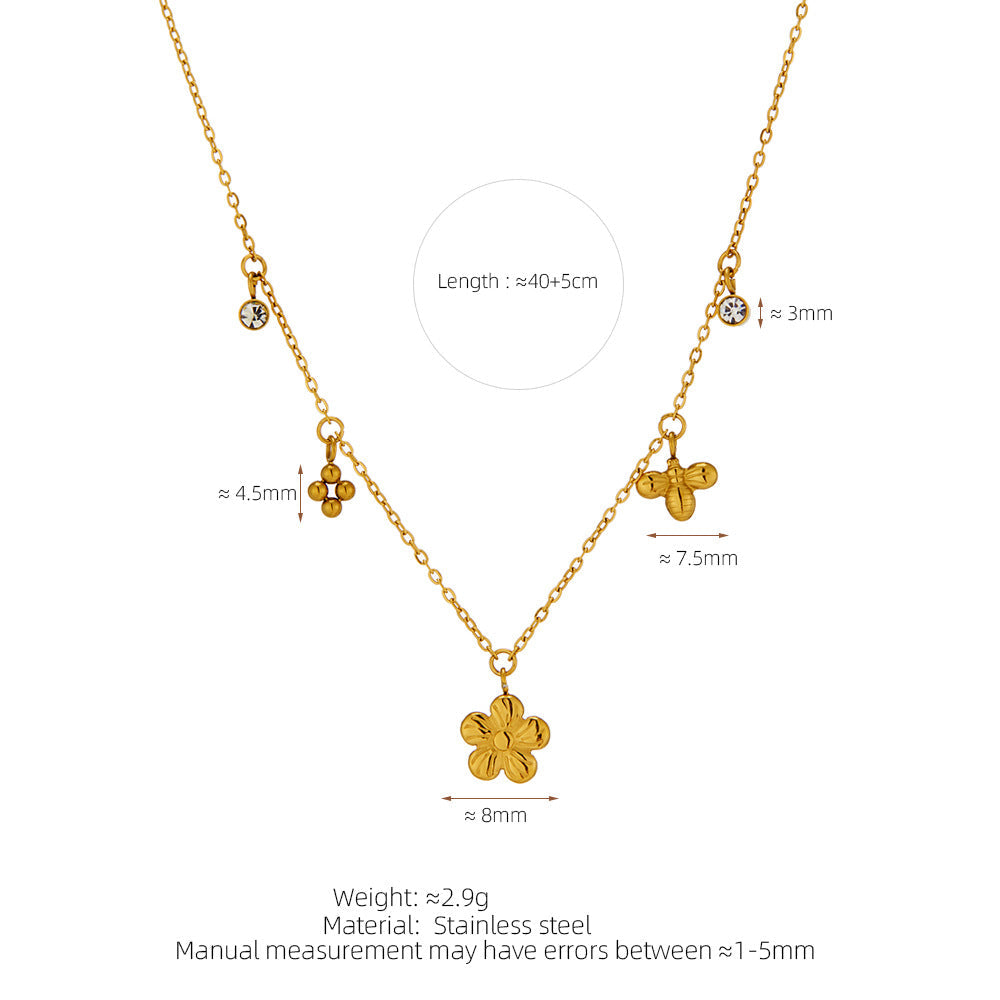 Fresh And Sweet Daisy Rhinestone Necklace Delicate Clavicle Chain