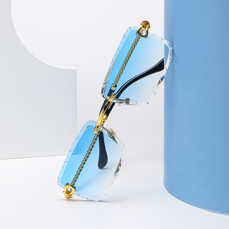 Women's Fashion Frameless Trimming Square Sunglasses