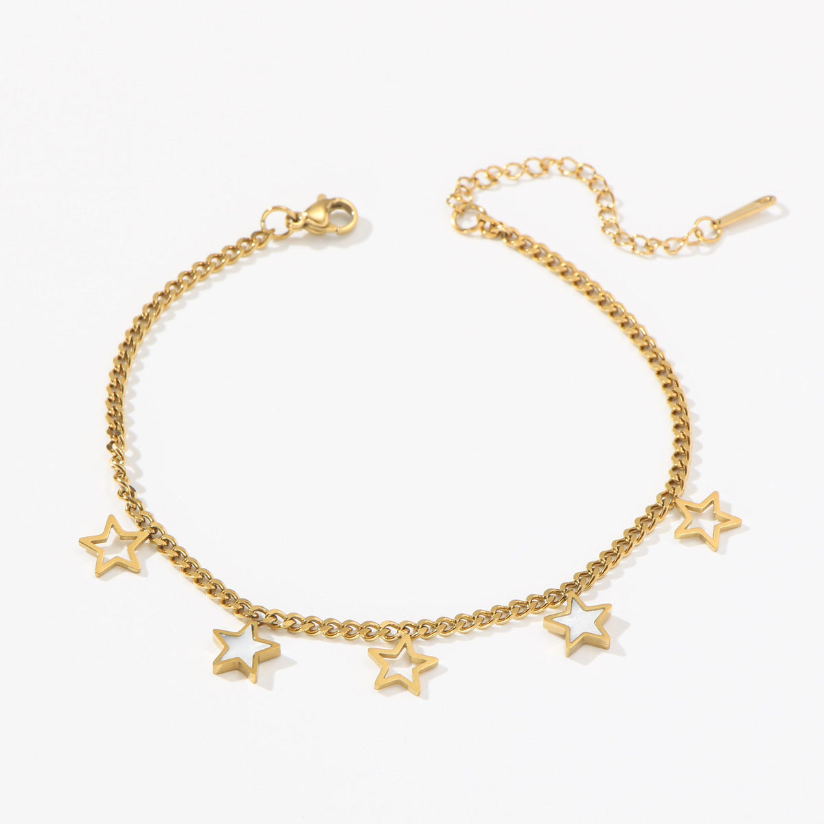 French-style Triple Fritillary Double-layer Stainless Steel Bead Anklet