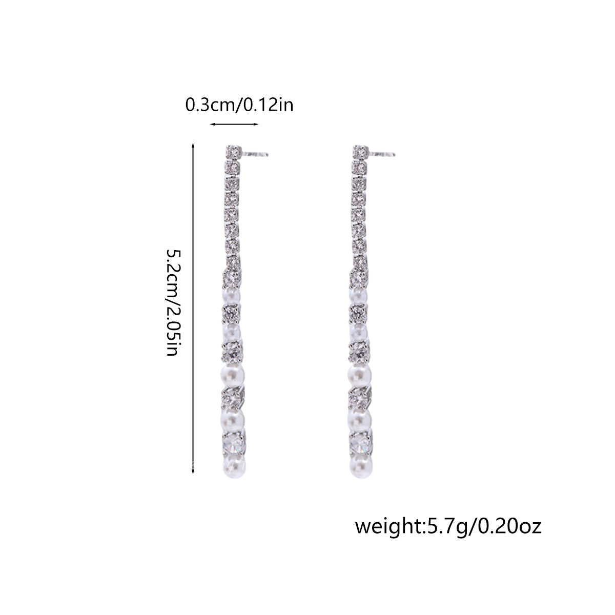 Light Luxury, Simple, Full Diamond And Pearl Long Tassel Earrings, Personalized, Exquisite And Unique Design, Slimming Look Earrings For Women