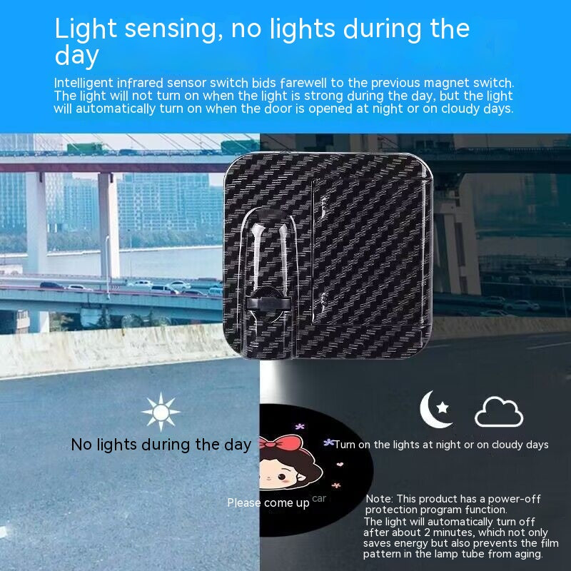 Door Sill Light Car Atmosphere Light Decorative Lamp Wireless Projection Lamp