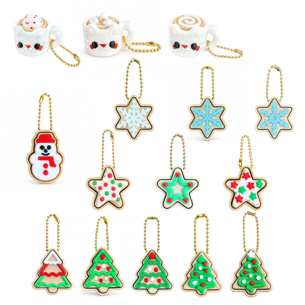 Christmas Desktop Decoration Christmas Tree Gingerbread Hot Cocoa Keychain 3D-Printed Pendant