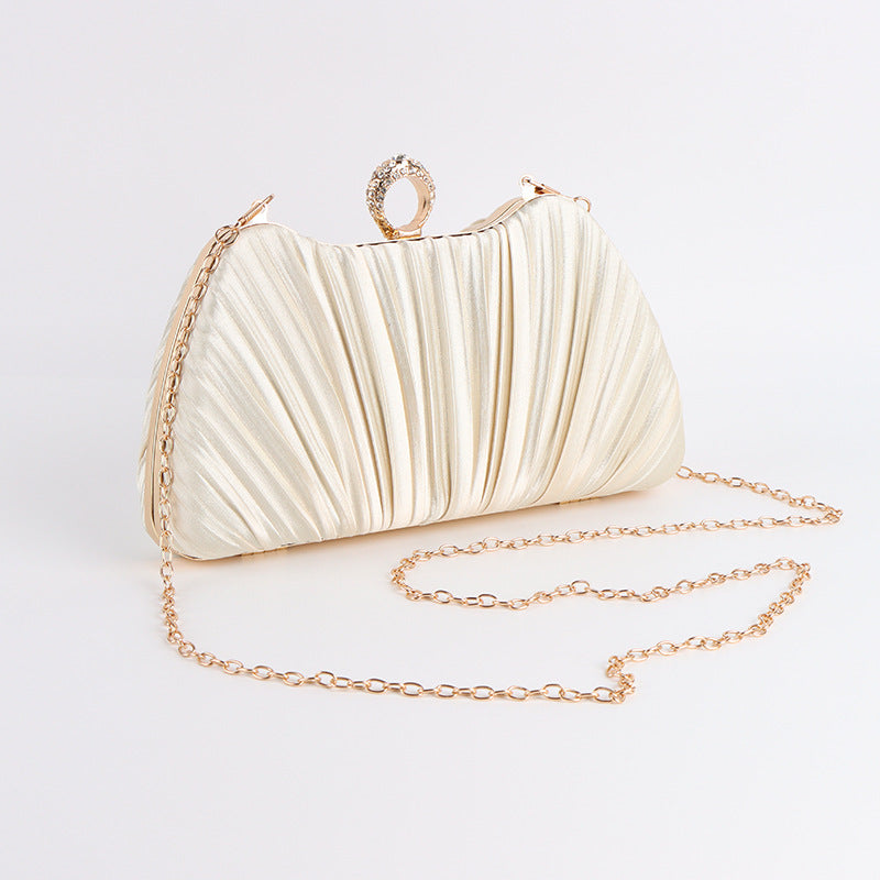 New Champagne-colored Satin Evening Bag For Women
