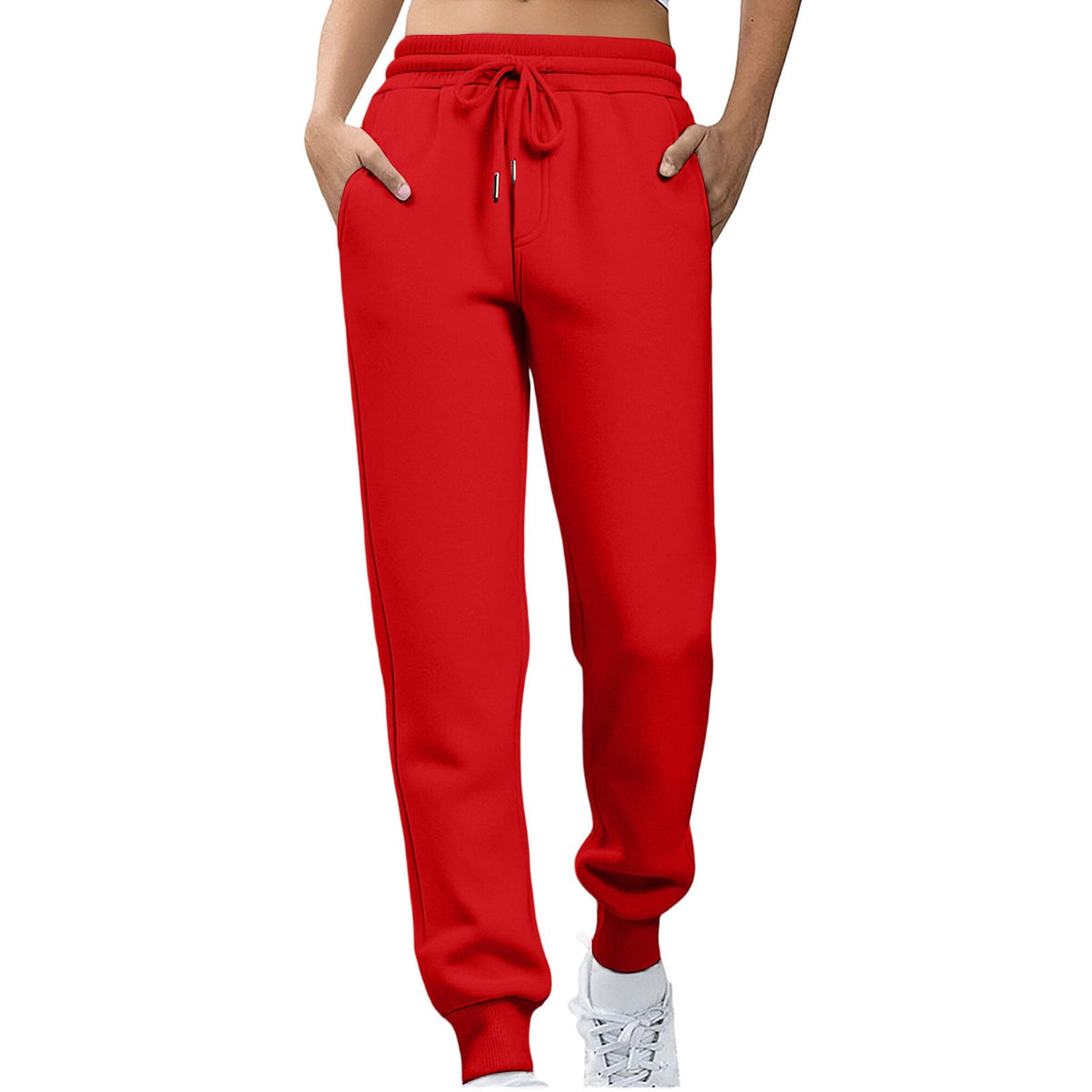 Womens Fleece Sweatpants Solid-color Joggers