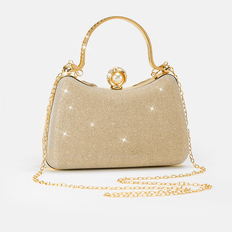 Womens Pleated Shimmering Evening Bag Handbag Crossbody Bag Clutch