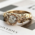 Yanbai Cross-Border Foreign Trade Exquisite Flower And Leaf Ring, Floral Copper Inlaid Zircon Exquisite Jewelry Women's Ring