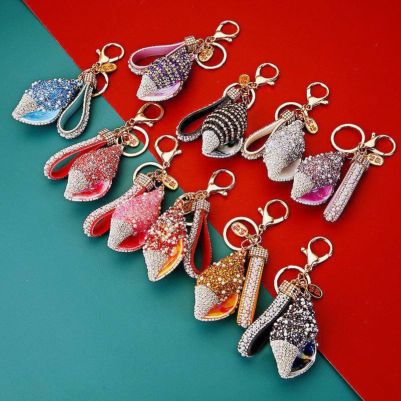 Diamond-encrusted Shell And Pearl Conch Car Keychain