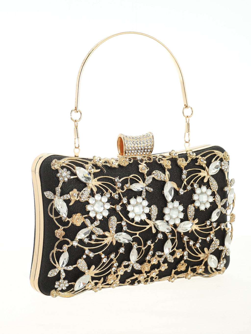 Women's Metallic Rhinestone-Studded Evening Clutch  Fashion Party & Banquet Handbag, Versatile Formal Gown Purse, Elegant Clutch For Weddings