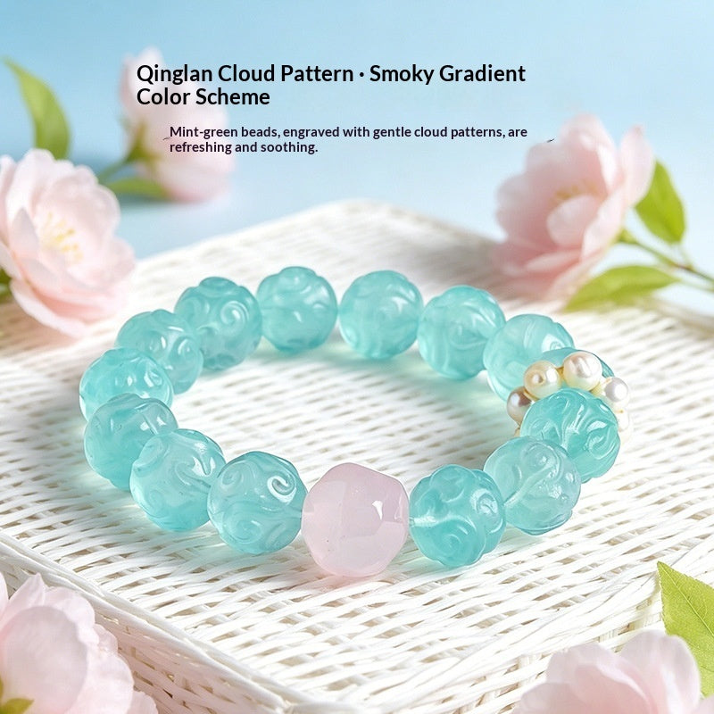 Green Fluorite Faceted Crystal Bead Bracelet