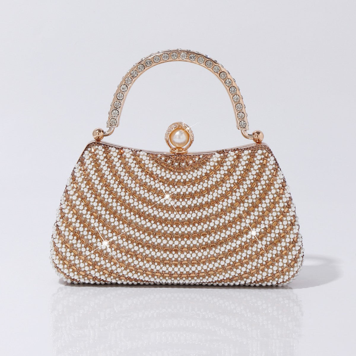 Evening Banquet Clutch With Pearl And Diamond Embellishments