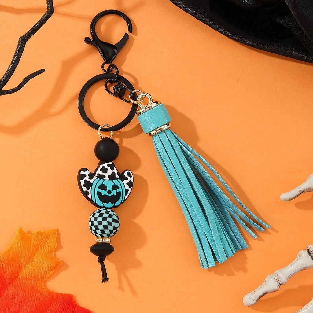 Silicone Bead PU Tassel Bracelet Keychain Pendant