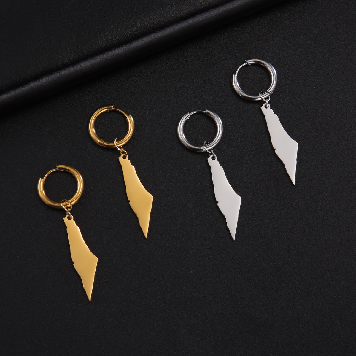 Titanium Steel Cut Polished Irregular Solid Mountain-shaped Earrings
