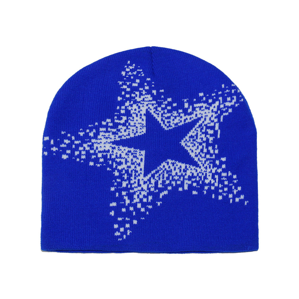 American Street Y2K Star Woolen Hat For Autumn And Winter, With Hip-hop Vibe And Warmth. Five-pointed Star Knitted Cold Hat For Keeping You Warm Outdoors
