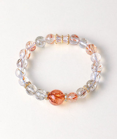 Women Natural Black Gold Super Seven Crystal Bead Bracelet