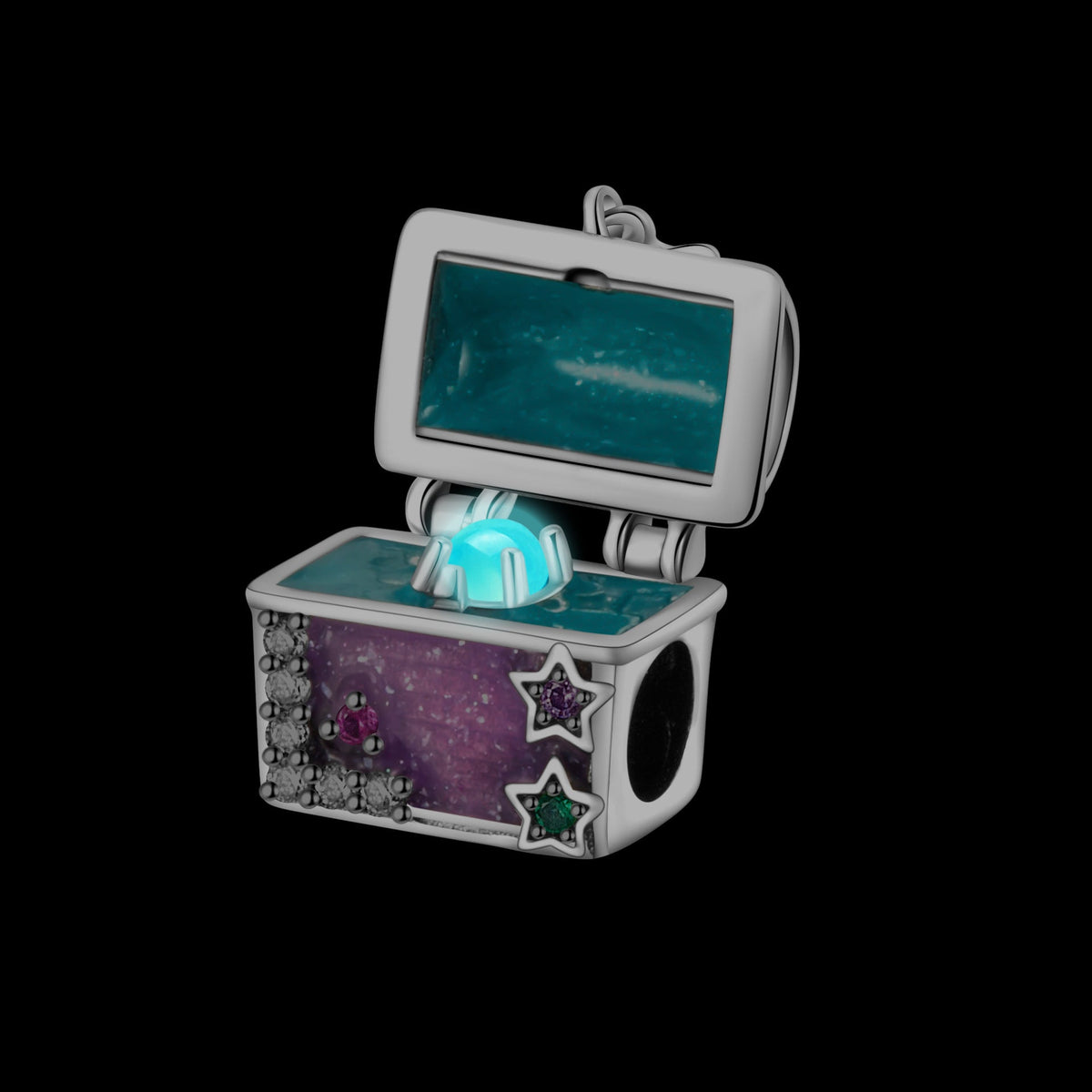 Glow Copper Treasure Box Pendant DIY Beads