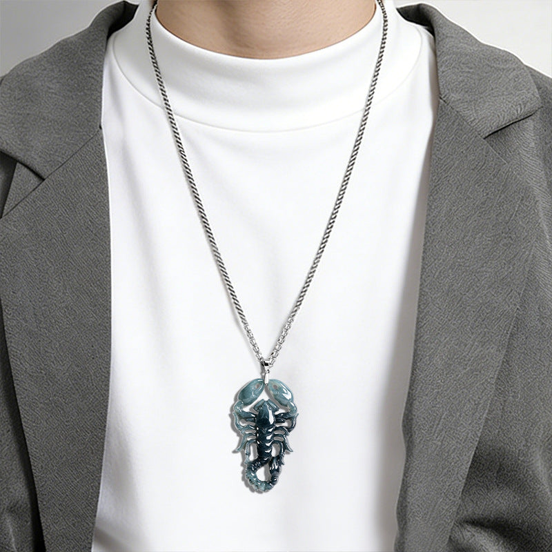 Jadeite Scorpion Pendant With S925 Silver Setting
