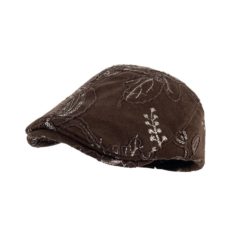 Artistic Retro Jacquard Stitching Traditional Chinese Style Forward Hat With Small Sequins, Fashionable And Versatile Baseball Cap