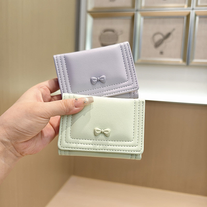 Solid-color Korean-style Cute Bowknot Wallet