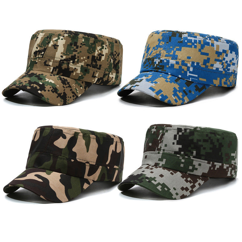 Camouflage Flat-top Cap Outdoor Hiking Hat Training And Activity Sunshade Work Safety Cap