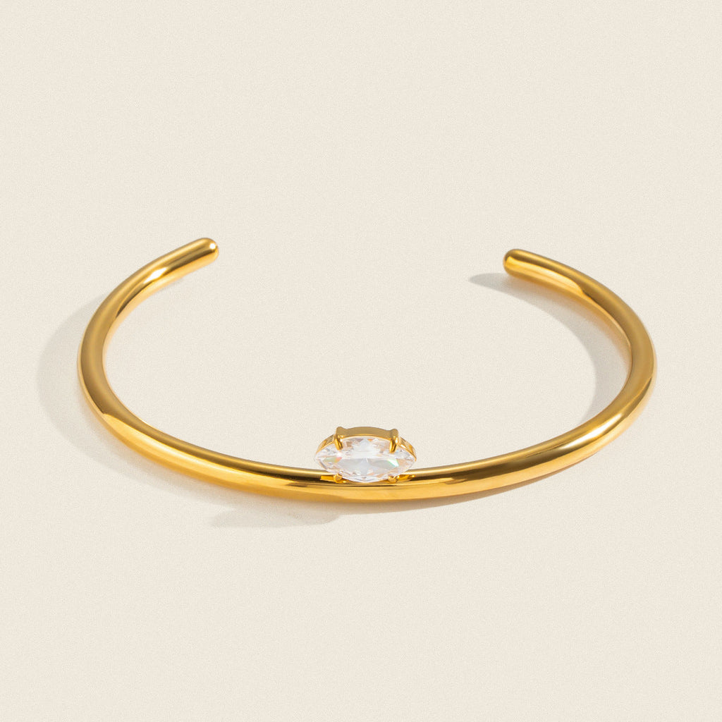 European And American Cross-Border Stainless Steel Zircon Open Bracelet For Women, High-End Light Luxury Ins-Style Elegant Jewelry Wholesale