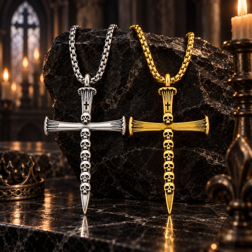 Hot Selling Cross Skull Pendant Necklace For Men, Unique Bold Statement Necklace, Fashion High-End Jewelry