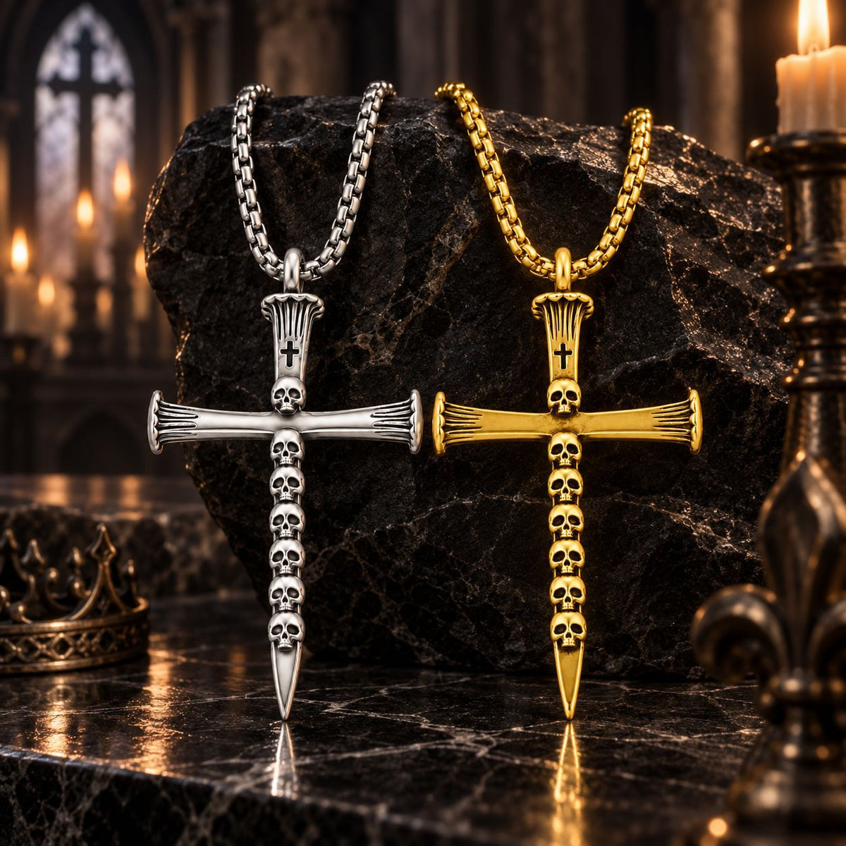 Hot Selling Cross Skull Pendant Necklace For Men, Unique Bold Statement Necklace, Fashion High-End Jewelry