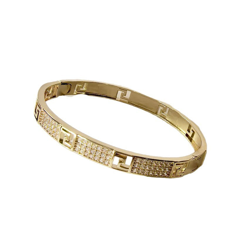 Minimalist Light Luxury Letter Style Diamond Encrusted Openwork Bracelet