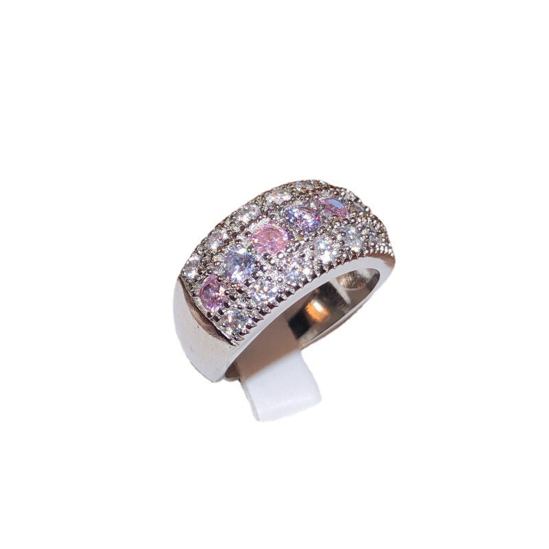 Bohemian Womens Ring With Fiery Zircon And Colored Diamonds