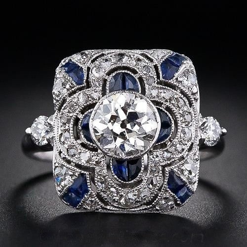Sanjie Sapphire Ring Women's European And American Boutique Jewelry Engagement Ring Platinum Electroplating High-End Jewelry Holiday Gift