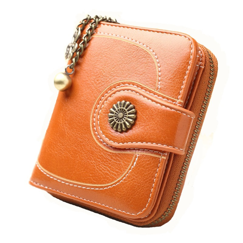 Women's New Coin Purse Cross Border Source Oil Leather Clutch Retro Oil Wax Leather Coin Bag Card Holder Card Holder H828