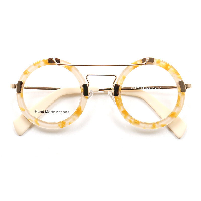 Double Beam Anti-blue Light Vintage Round Frame Sheet Metal Eyeglass Frame