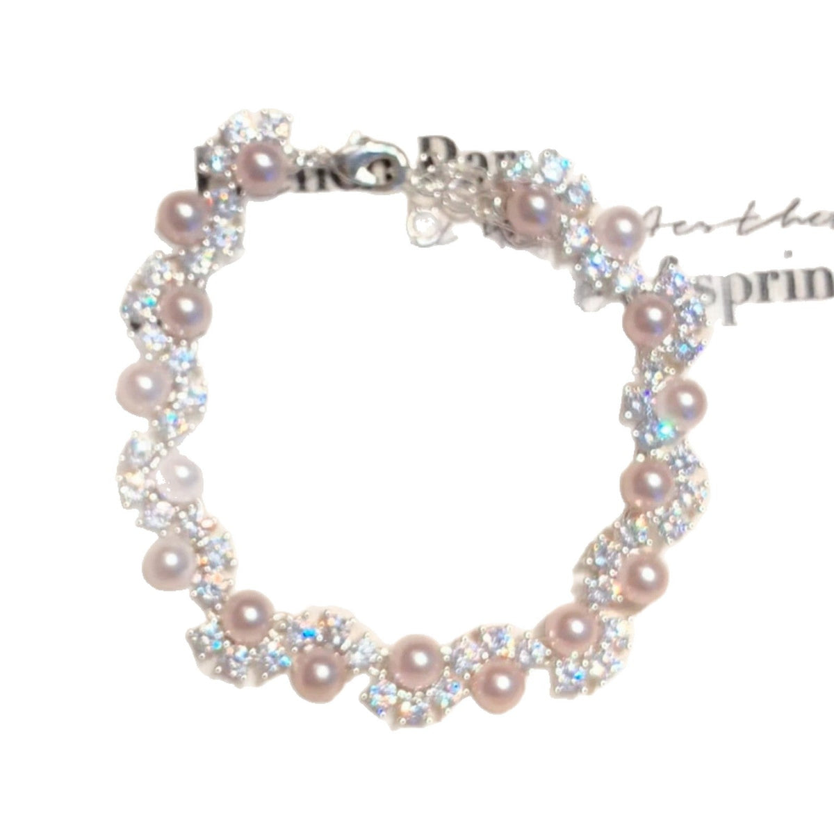 Women's French-Inspired Sparkling Rhinestone Pearl Bracelet Affordable Luxury Cubic Zirconia Beaded Bracelet, Exquisite Jewelry