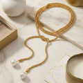 European And American Cross-Border Jewelry, Imitation Pearl Pendant Long Necklace, Multi-Layer Winding Design, Stainless Steel Thick Chain Women's Necklace