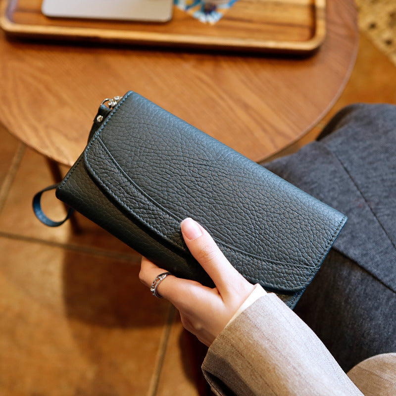Long Womens Genuine Leather Clutch Bag
