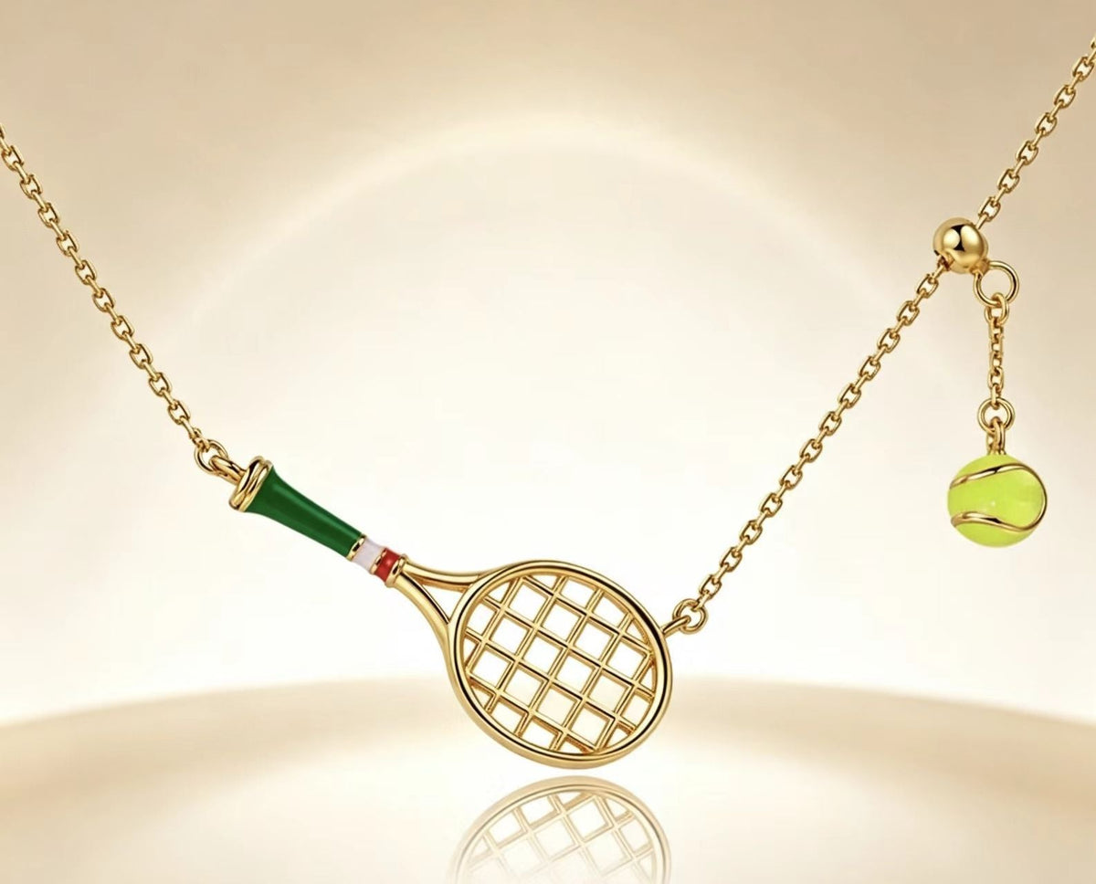 Colorful Oil-drop Tennis Racket Pendant Necklace