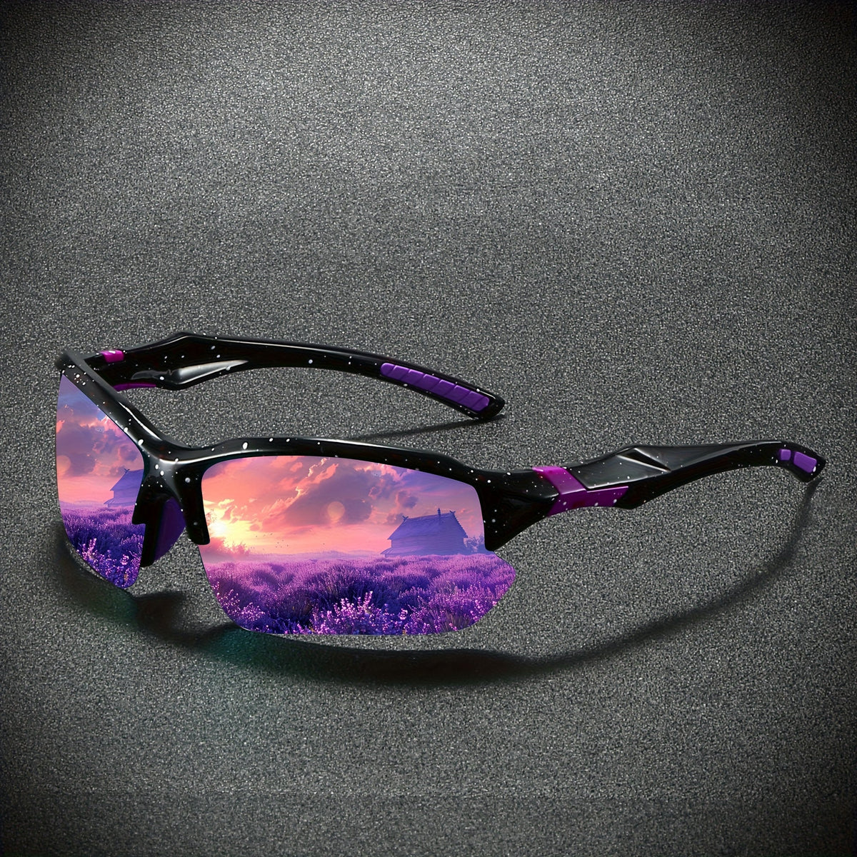 Half Rim Polarized Sports Sunglasses Uv400 Protective Mirrored Lens Eyewear Rugged Textured Frame With Non Slip Temple Suitable For Cycling,fishing,running And Various Outdoor Sports Activities.